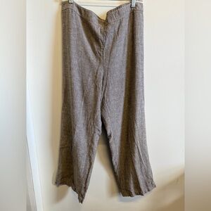 Chico’s Linen Blend Wide Leg Crop Pants Size 2.5 (US 14) Taupe